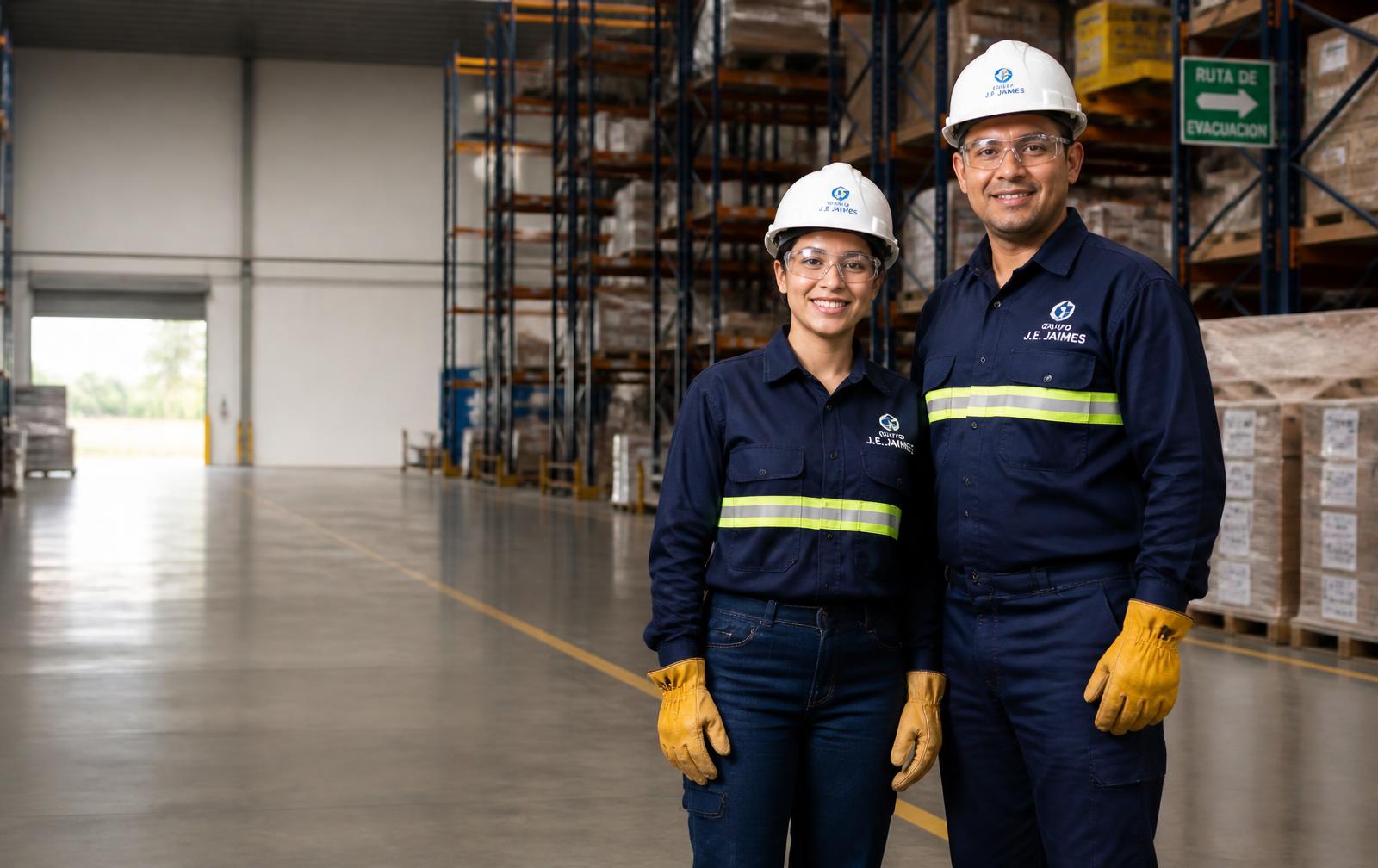 Equipo de trabajo con dotación industrial y elementos de protección personal