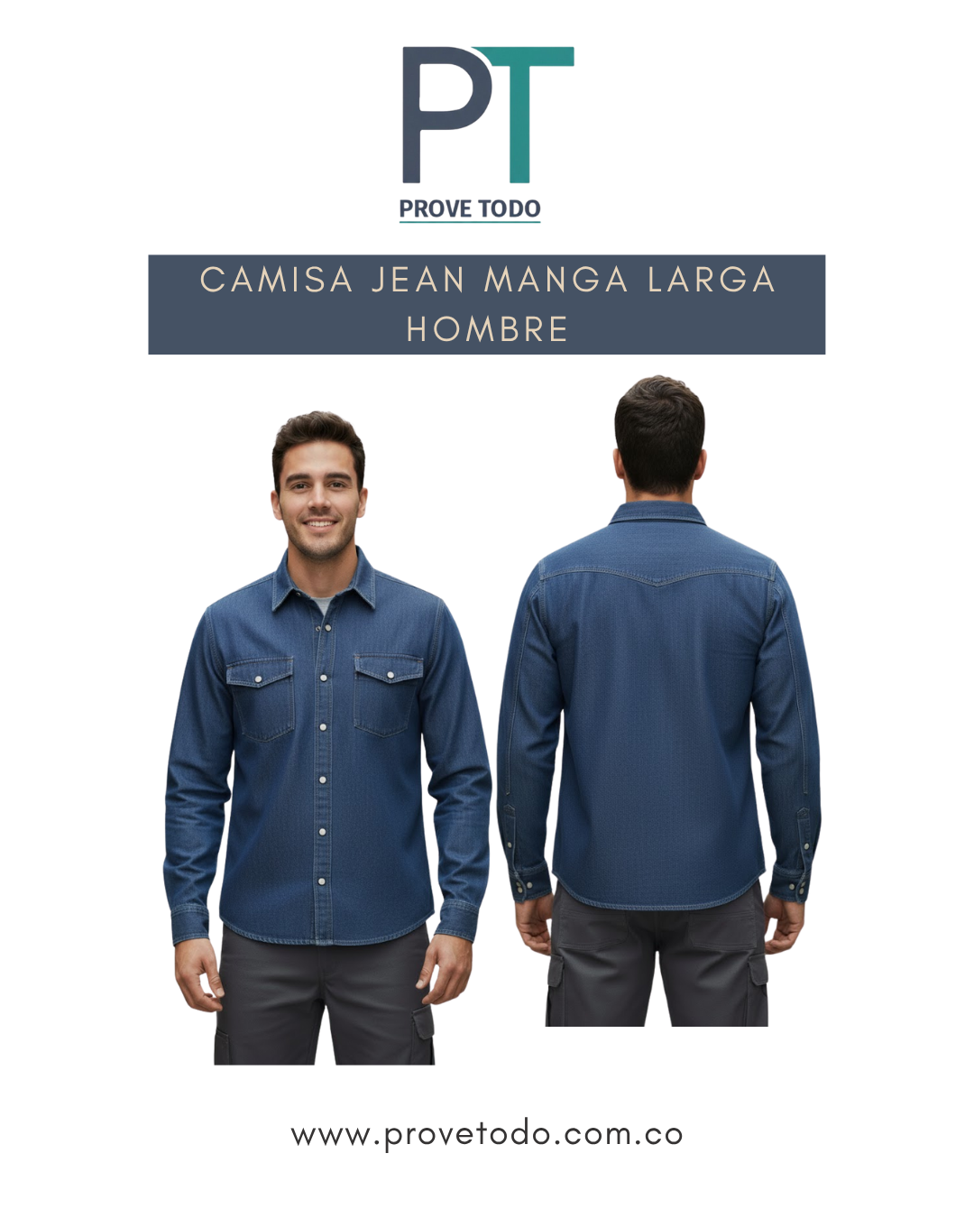 CAMISA JEAN MANGA LARGA HOMBRE