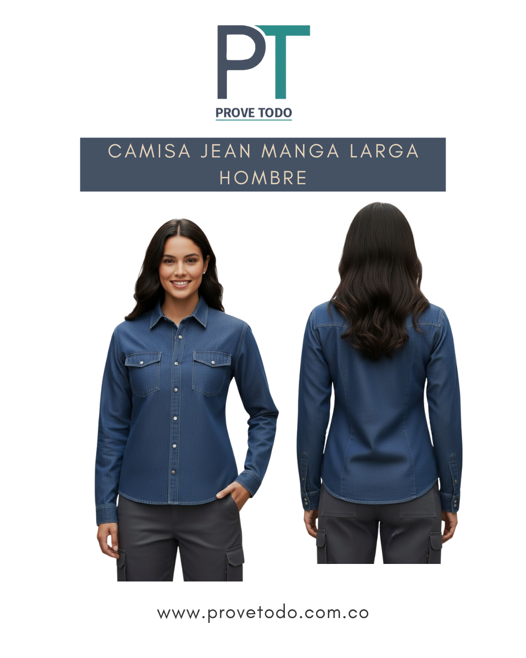 CAMISA JEAN MANGA LARGA MUJER