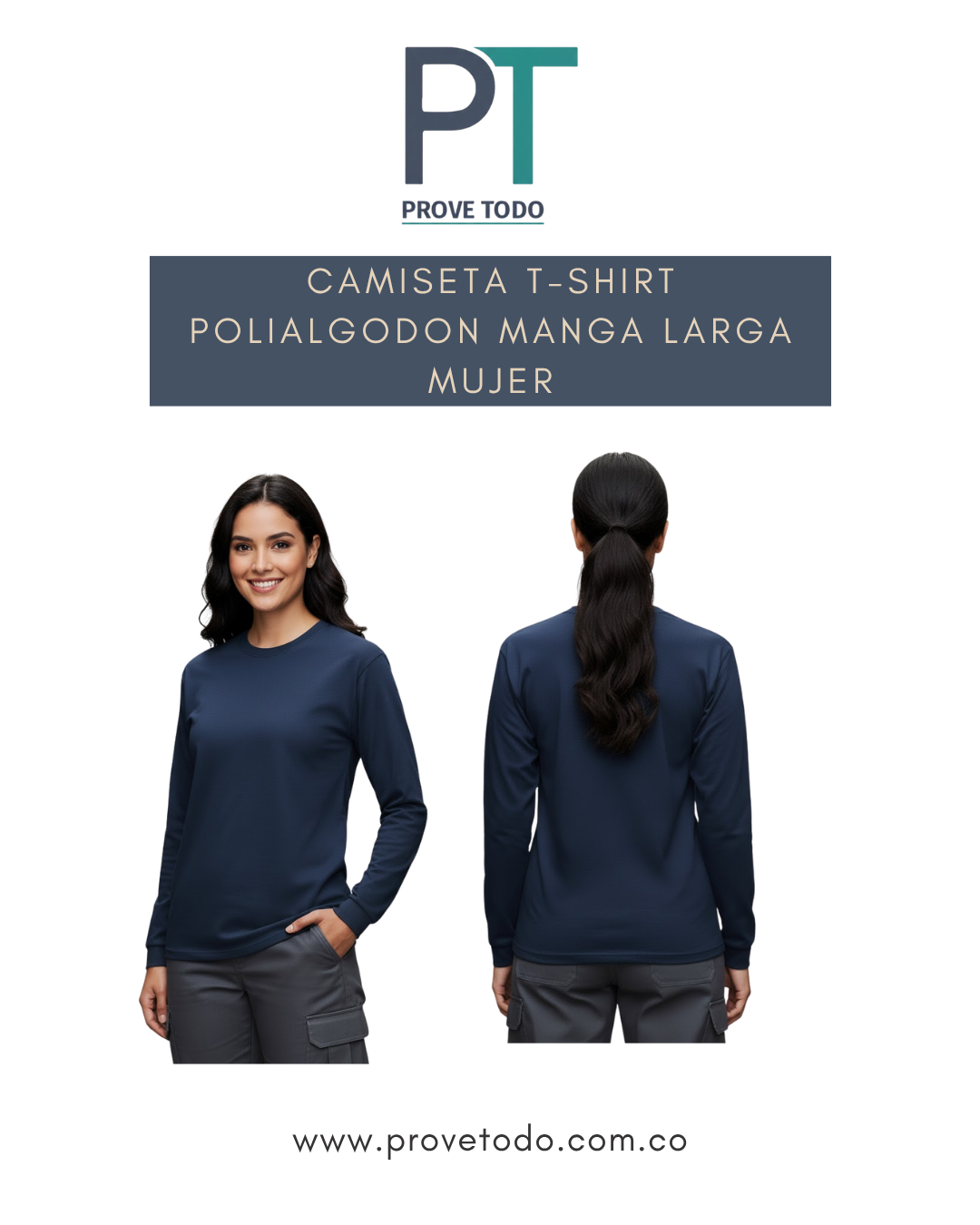 CAMISETA T-SHIRT POLIALGODON MANGA LARGA MUJER