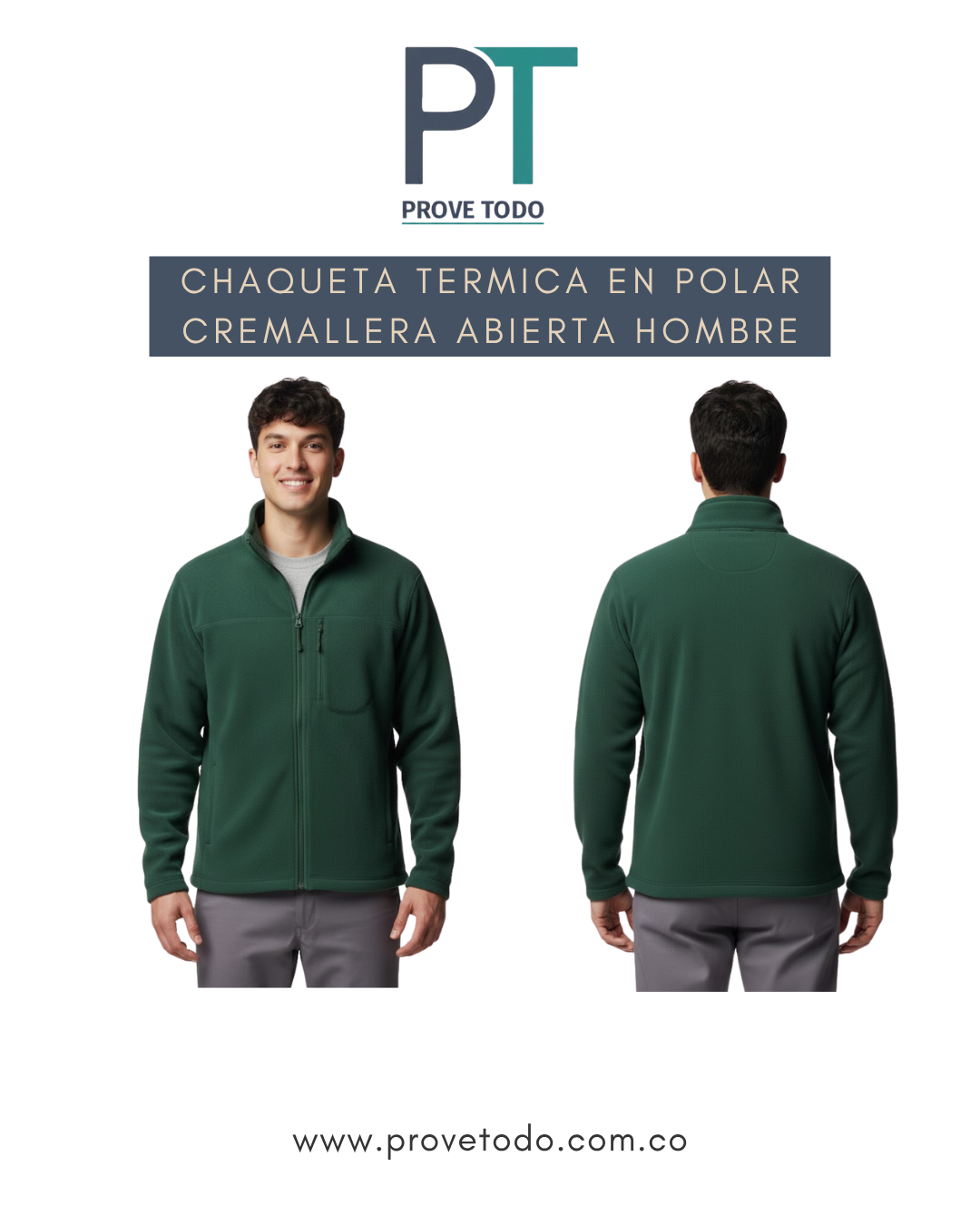 SACO TERMICO EN POLAR CREMALLERA ABIERTA HOMBRETERMICA EN POLAR CREMALLERA ABIERTA