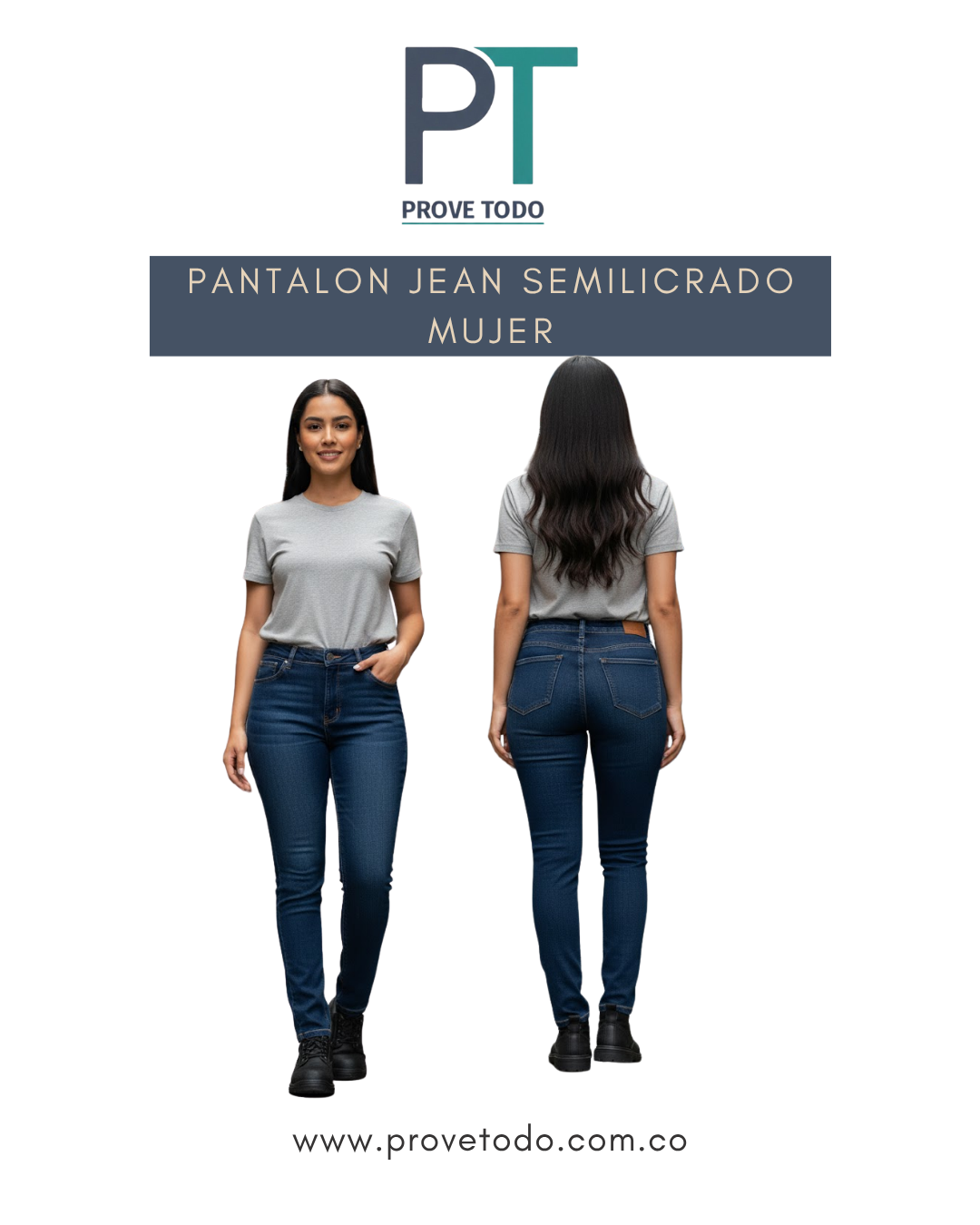 PANTALON JEAN SEMILICRADO MUJER